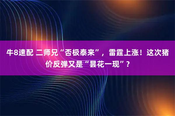 牛8速配 二师兄“否极泰来”，雷霆上涨！这次猪价反弹又是“昙花一现”？