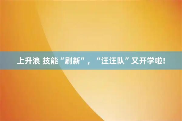 上升浪 技能“刷新”，“汪汪队”又开学啦!